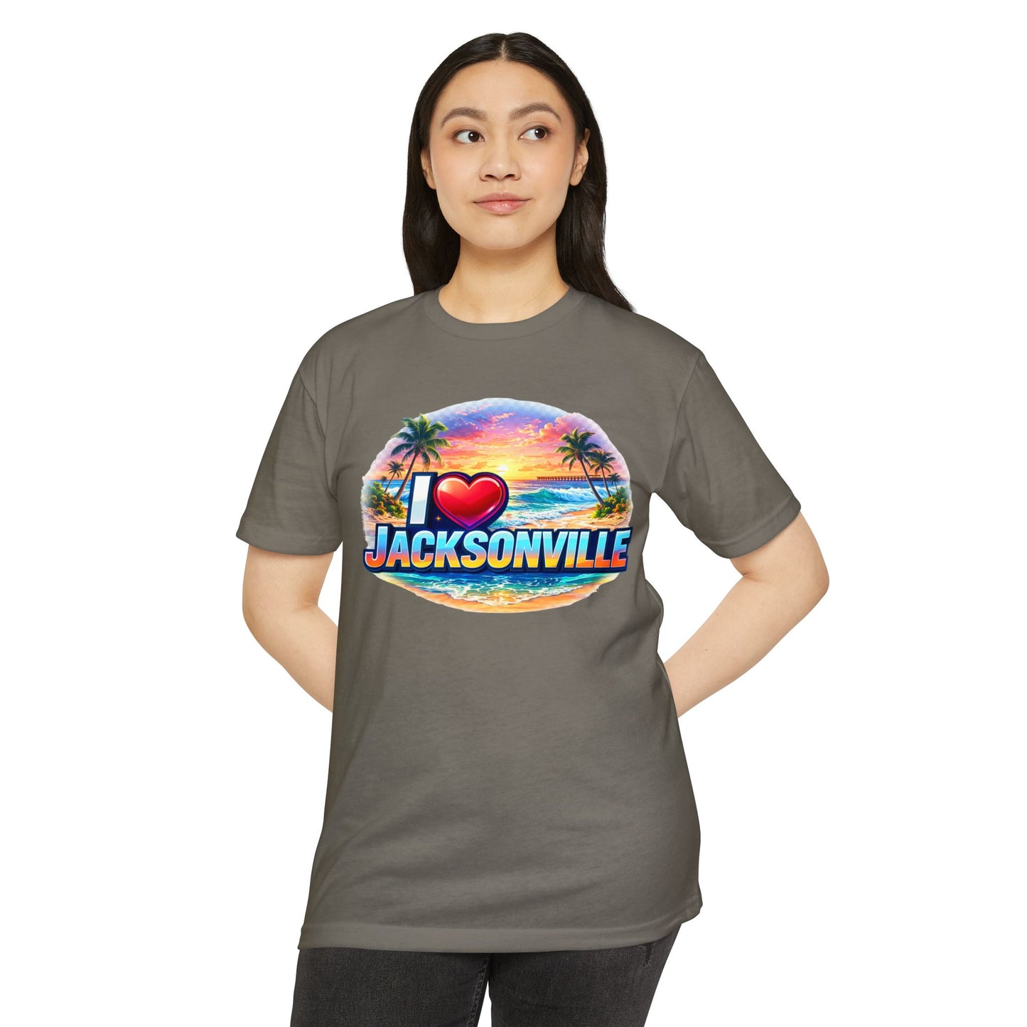I  Jacksonville Beach T-Shirt — Retro Sunset Palm Vacation Tee