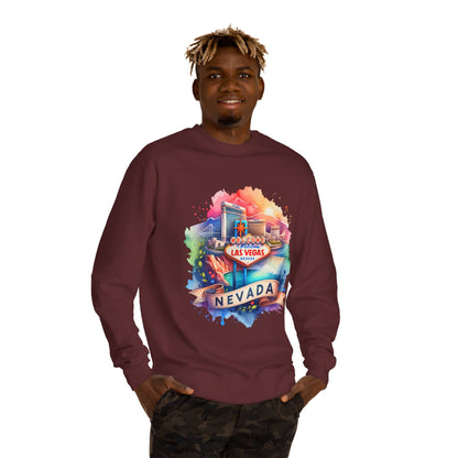 Nevada Las Vegas Watercolor Sweatshirt — Colorful Travel Souvenir Crewneck