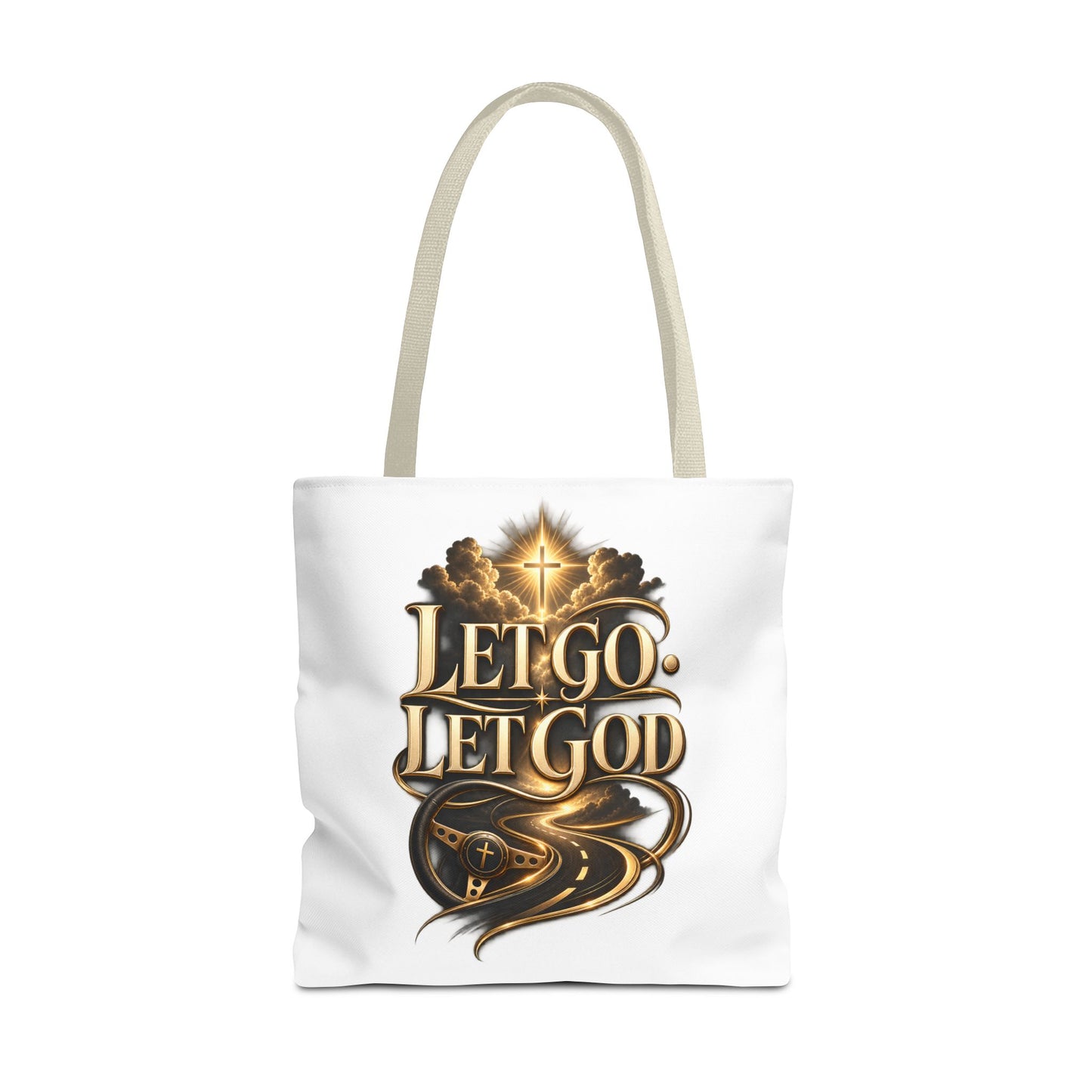 Let Go Let God Inspirational Tote Bag — Christian Faith Prayer Gift