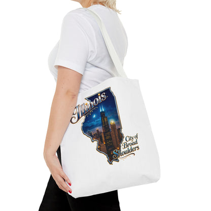 Illinois Skyline Tote Bag — "City of Broad Shoulders" Chicago Night Design