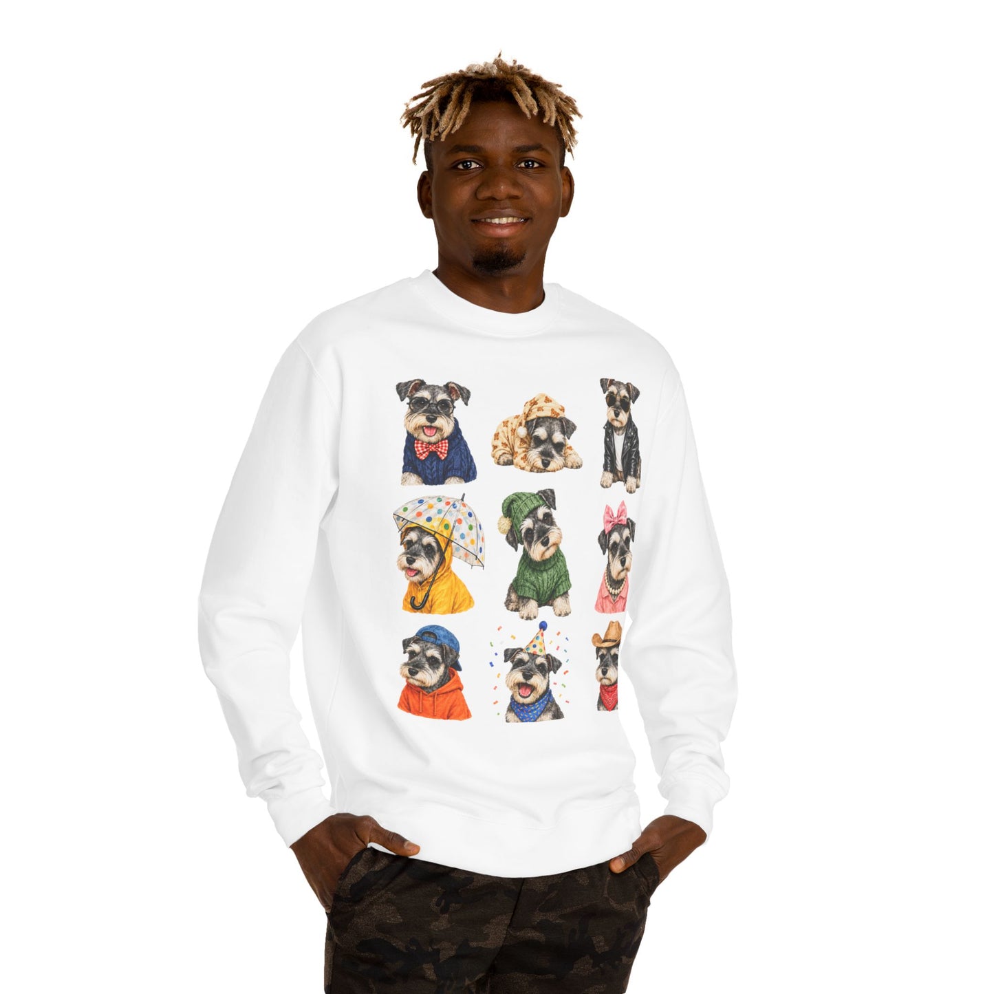Cute Puppy Grid Sweatshirt — Watercolor Dogs Crewneck