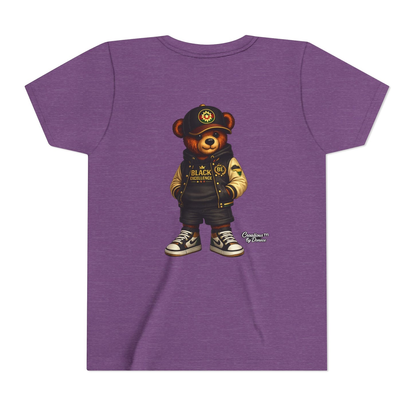 Youth Tee — Streetwear Teddy Bear Graphic (Black Varsity)