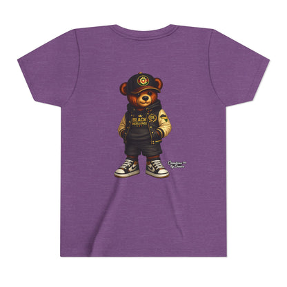 Youth Tee — Streetwear Teddy Bear Graphic (Black Varsity)
