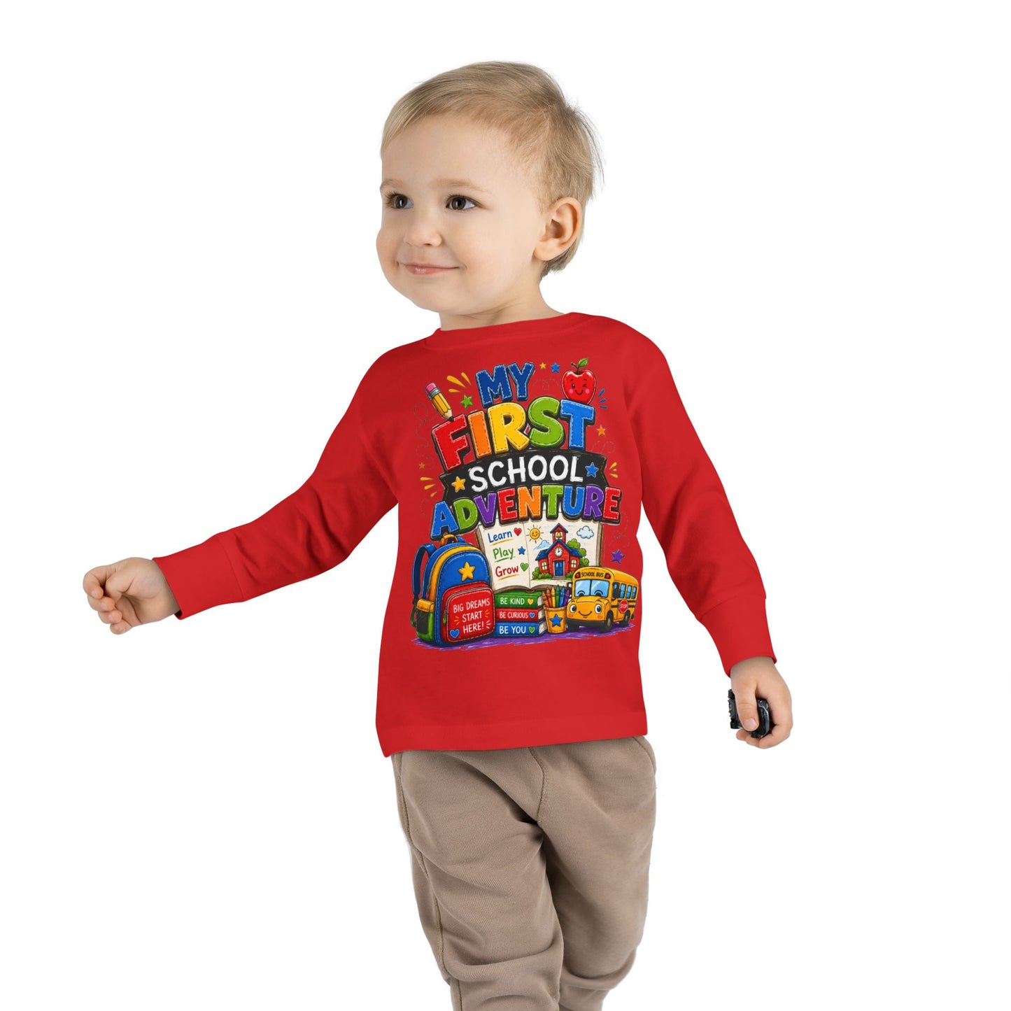 My First School Adventure Toddler Long Sleeve Tee