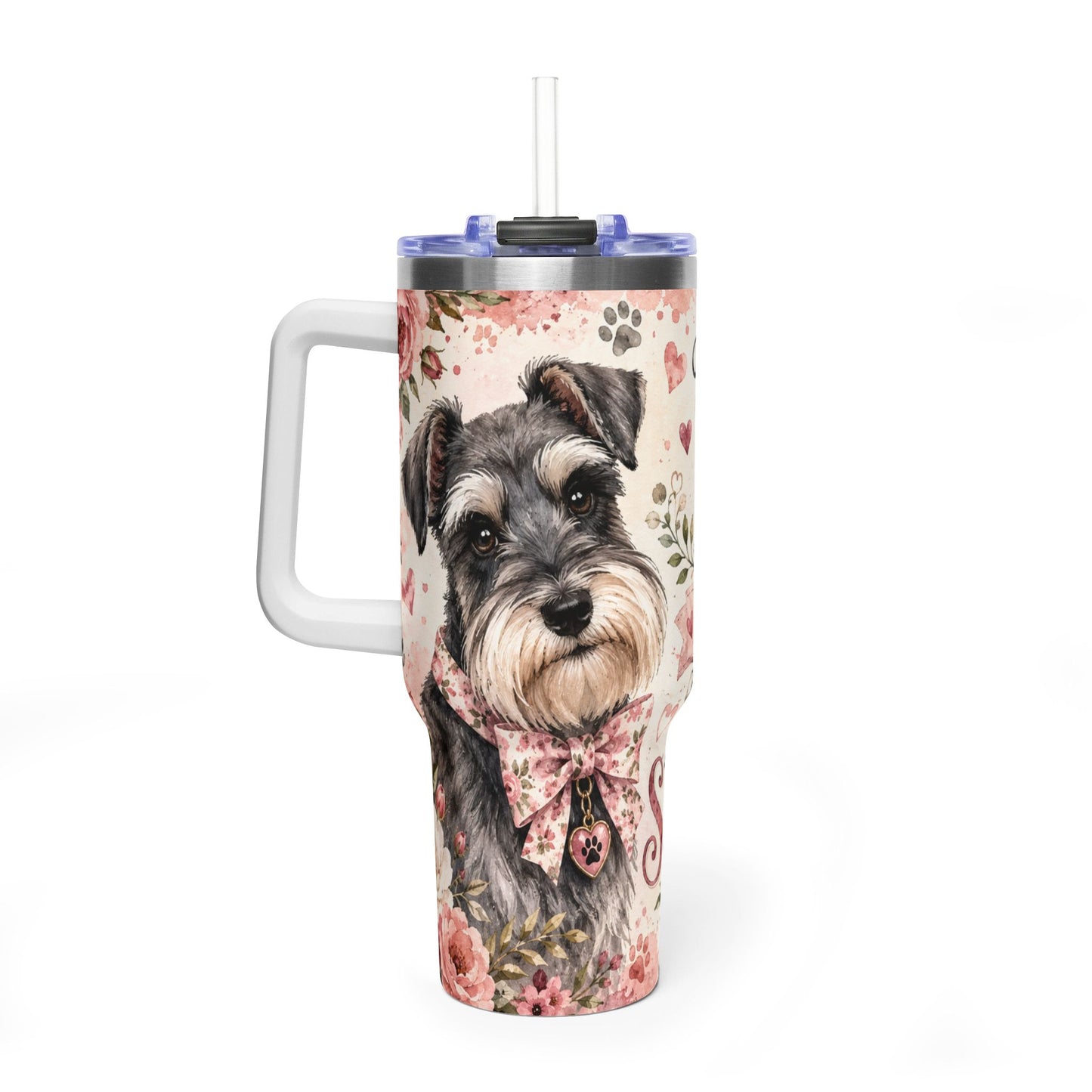 Miniature Schnauzer Tumbler — "Just a Girl Who Loves Mini Schnauzers" 40oz Vacuum Tumbler