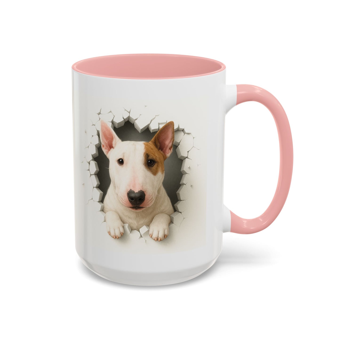 Bull Terrier Coffee Mug — Cute Dog Peeking Accent Mug (11/15oz)
