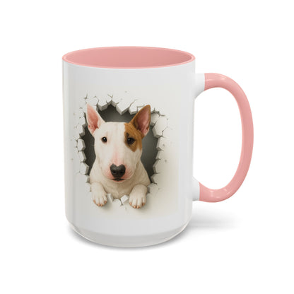 Bull Terrier Coffee Mug — Cute Dog Peeking Accent Mug (11/15oz)