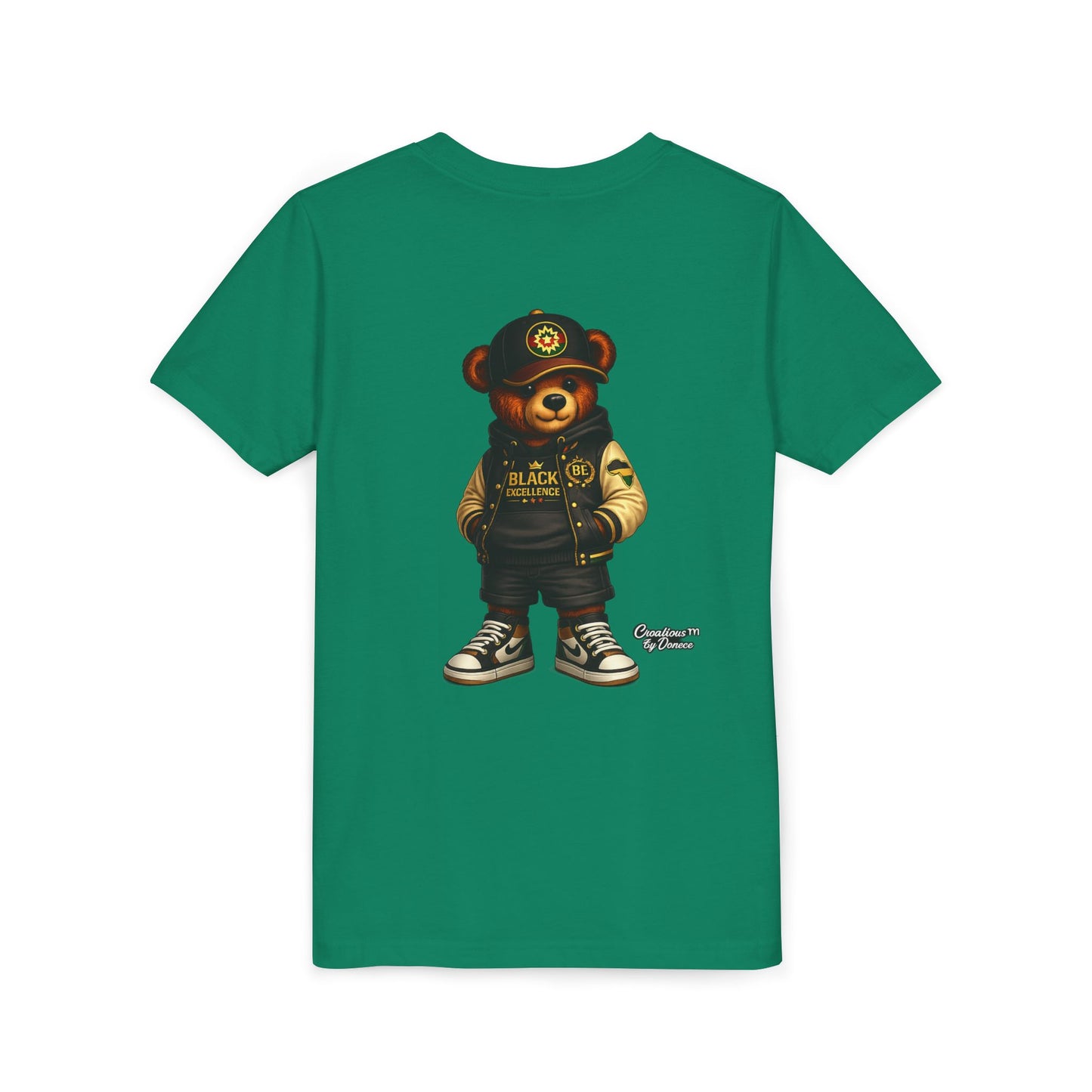 Youth Tee — Streetwear Teddy Bear Graphic (Black Varsity)