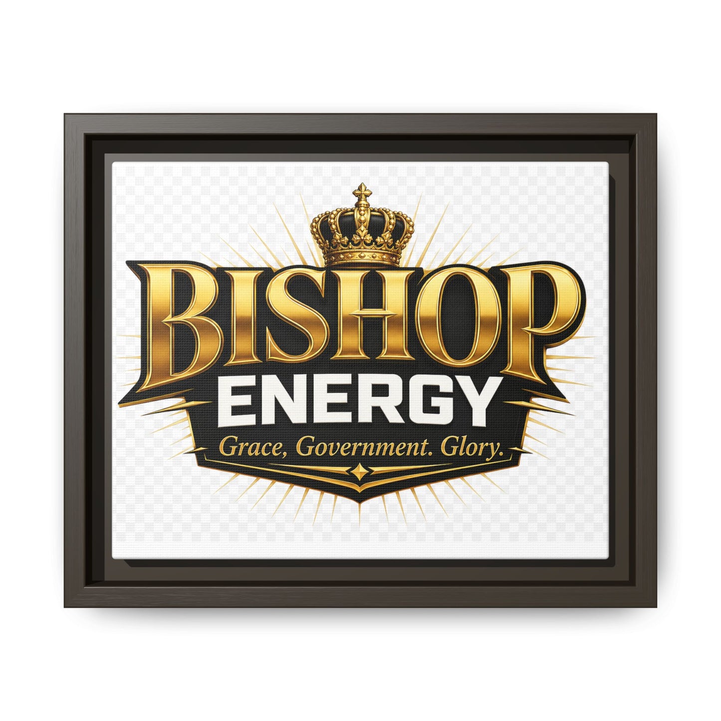 Framed Canvas Art - "Bishop Energy" Gold Crown Logo (Matte)