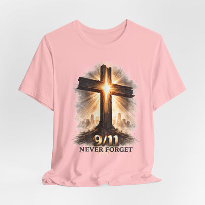 9/11 Never Forget T‑Shirt - Cross Memorial Tee