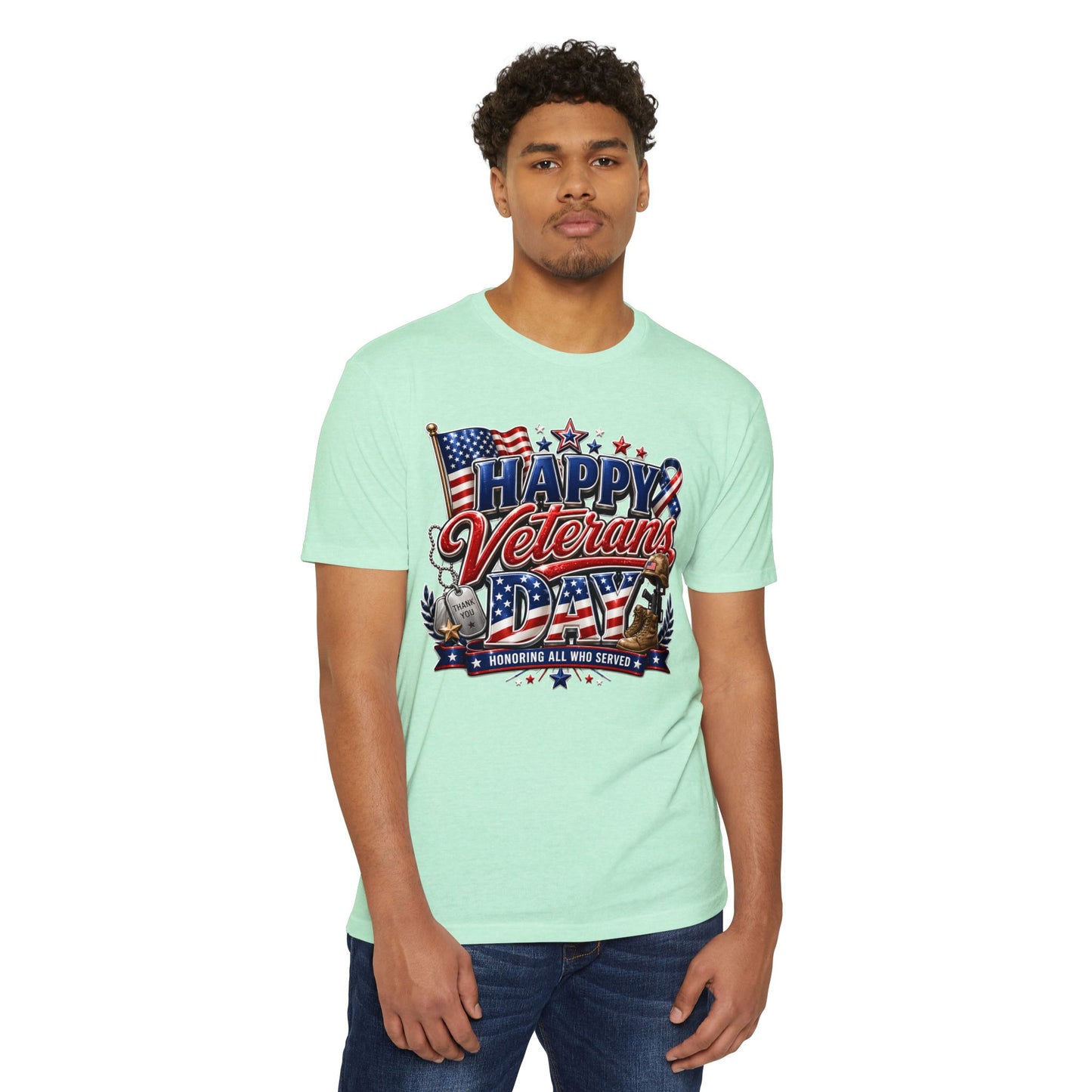 Veterans Day T-Shirt - "Happy Veterans Day" Patriotic Military Tribute Tee