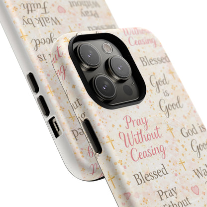 Christian Faith Magnetic Phone Case — "Pray Without Ceasing" Patterned Tough Case