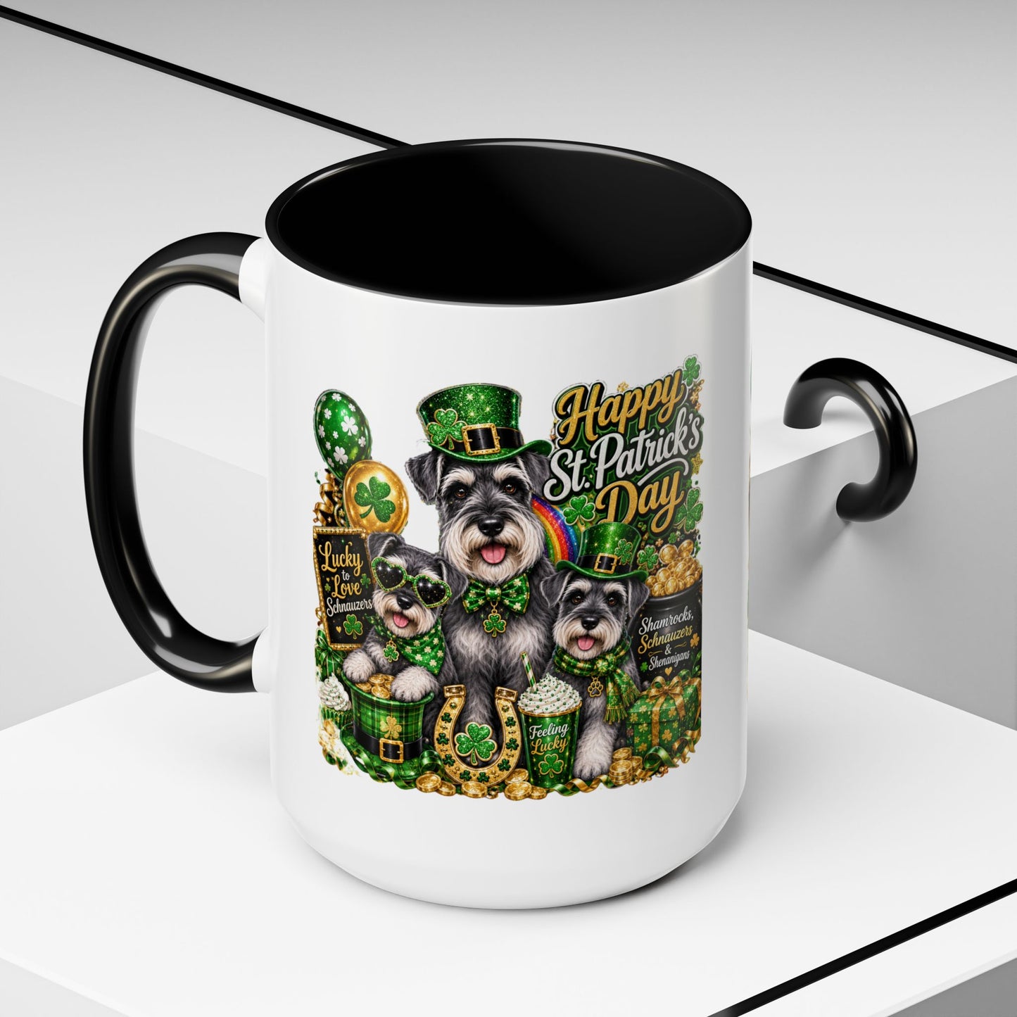 St. Patrick’s Day Dog Coffee Mug — Happy St. Patrick’s Day Accent Mug (11/15oz)