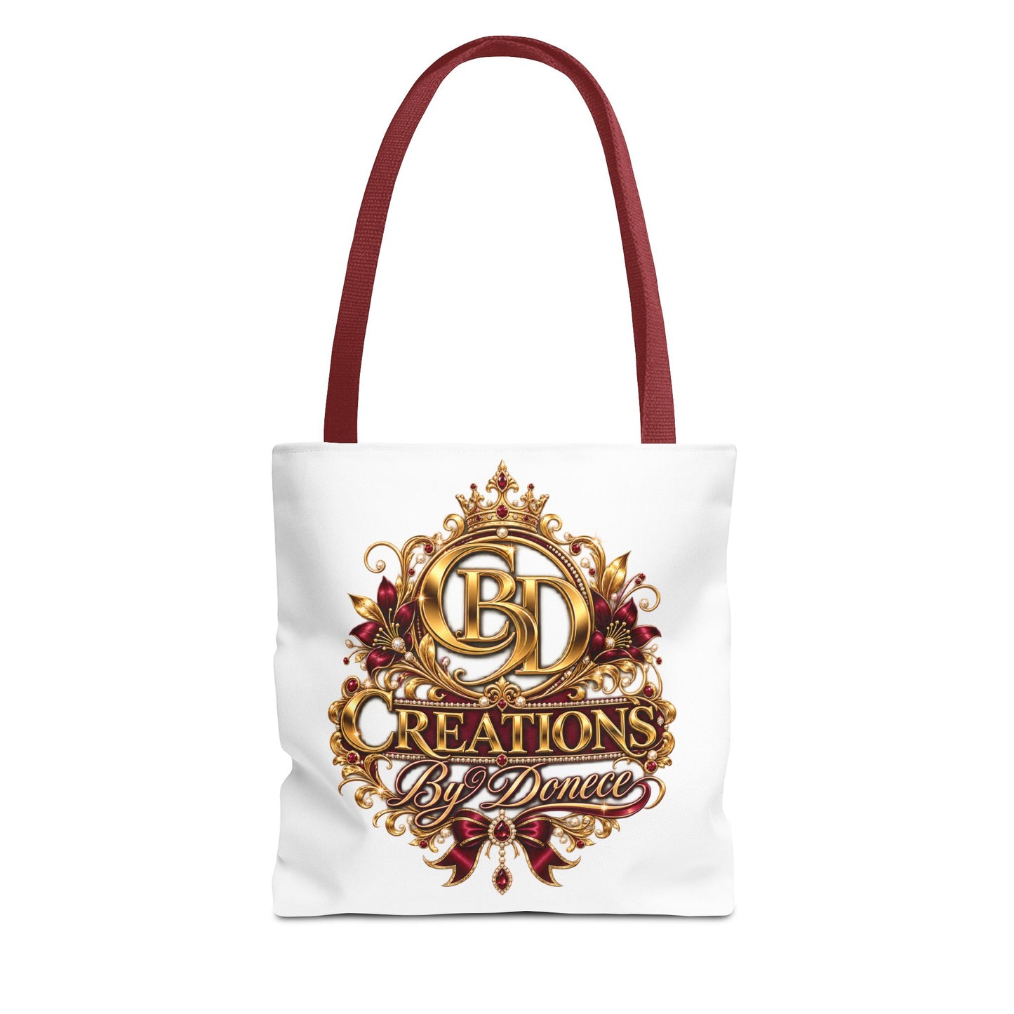 Tote Bag — Creations By Denee Ornate Gold Logo Tote (Designer Logo, Elegant Floral Crest)