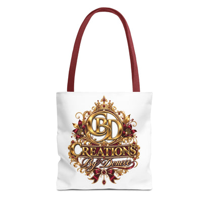 Tote Bag — Creations By Denee Ornate Gold Logo Tote (Designer Logo, Elegant Floral Crest)