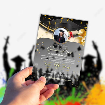 Graduation Invitation Card Template | Editable Digital Graduation Party Invite