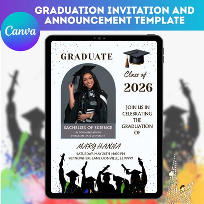 Graduation Invitation & Announcement Template | Editable Digital Grad Party Invite