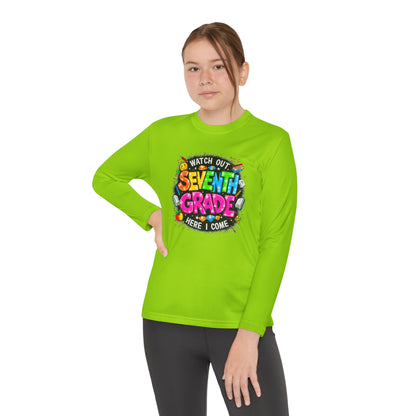 Seventh Grade Kids Long Sleeve Tee — "Watch Out… Here I Come" Back-to-School Shirt