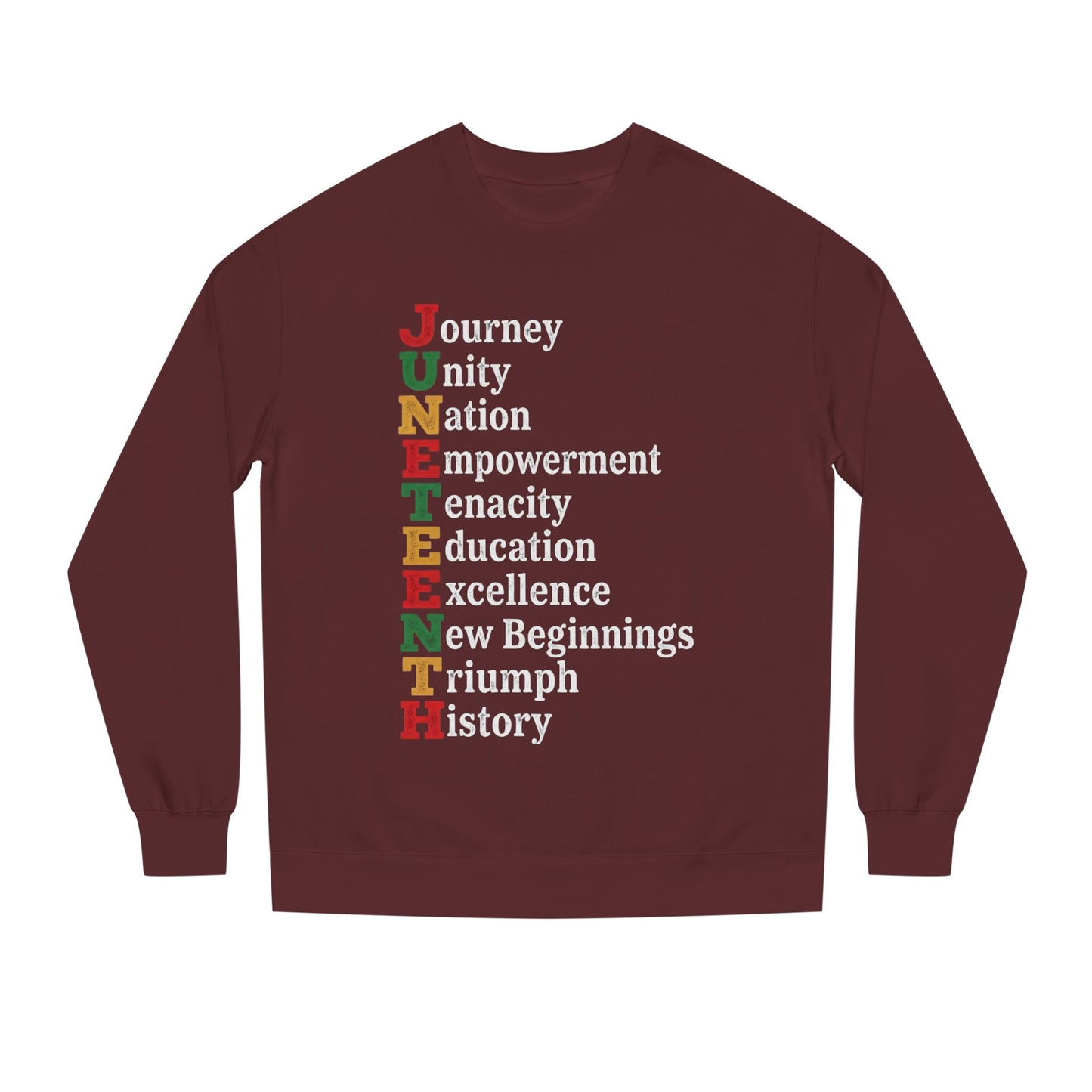 Juneteenth Crewneck Sweatshirt — "JUNETEENTH" Acrostic: Journey, Unity, Nation, Empowerment