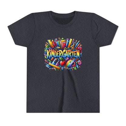 Kindergarten Colorful School Supplies Youth Tee — Back-to-School Kids T-Shirt