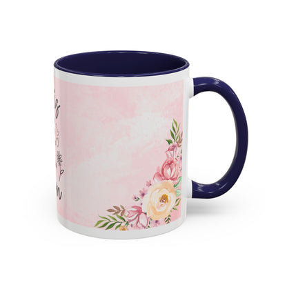 She is Mom Floral Accent Coffee Mug – ‘She is strong, loving, selfless and beautiful’ Gift for Mother’s Day