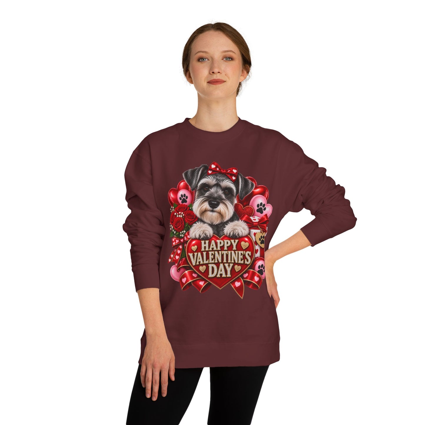 Valentine's Day Dog Sweatshirt — Cute Schnauzer "Happy Valentine's Day" Crewneck