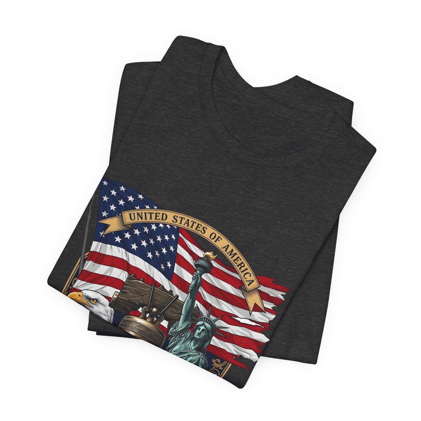 Liberty 250th Anniversary T-Shirt — American Flag, Liberty Bell & Statue of Liberty Tee