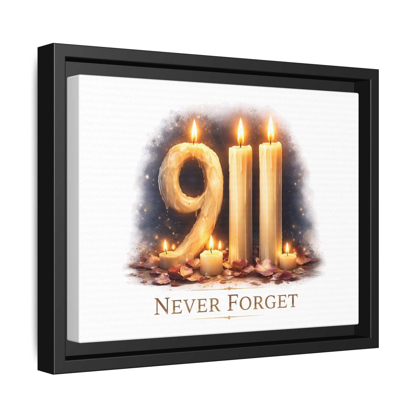 9/11 Never Forget Framed Canvas Print