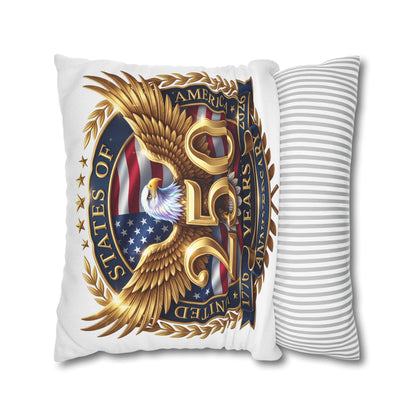 250th USA Anniversary Pillowcase – Patriotic Eagle 1776–2026 Decorative Throw Pillow Cover