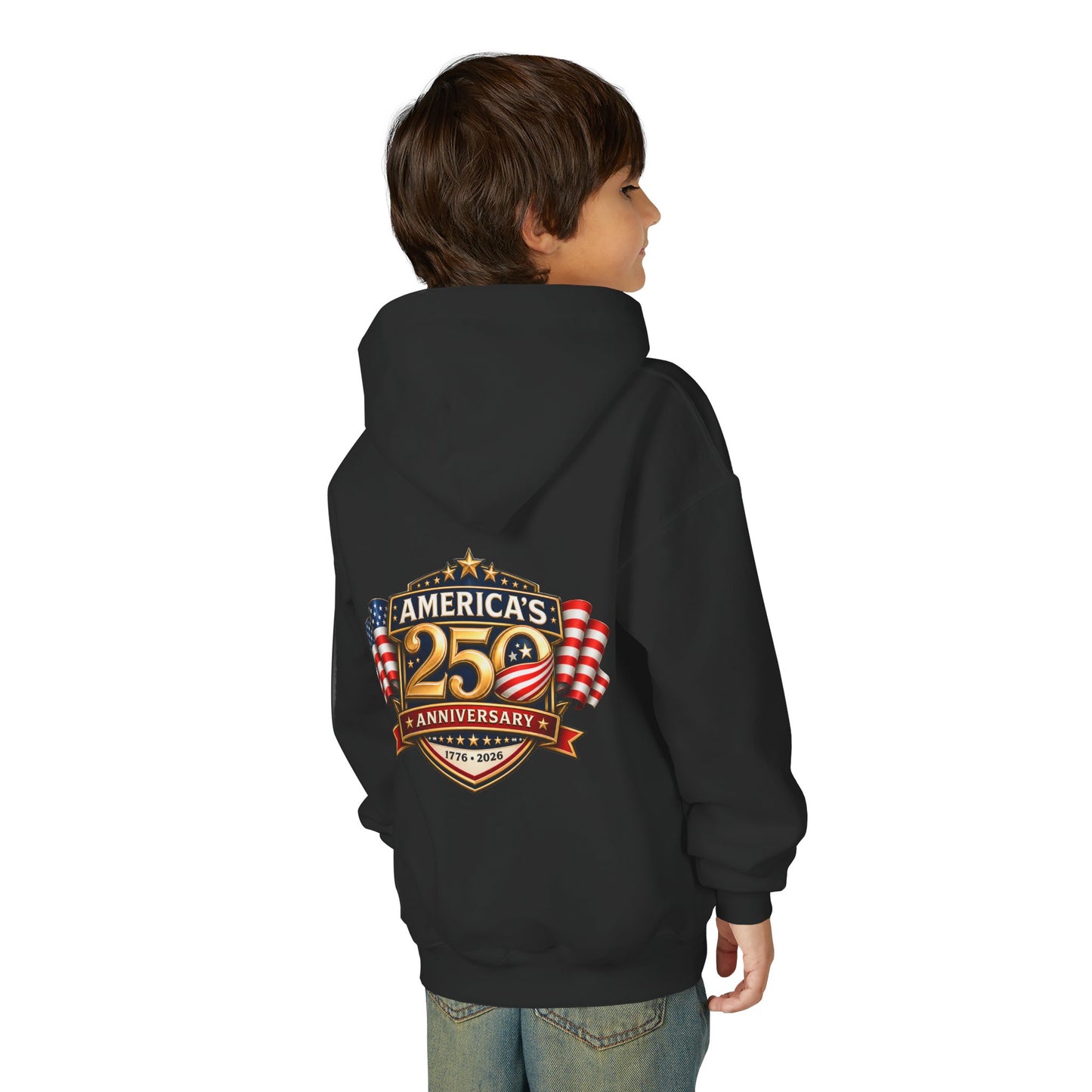 Youth Hoodie — "America's 250th Anniversary" Patriotic 1776-2026 Celebration Design