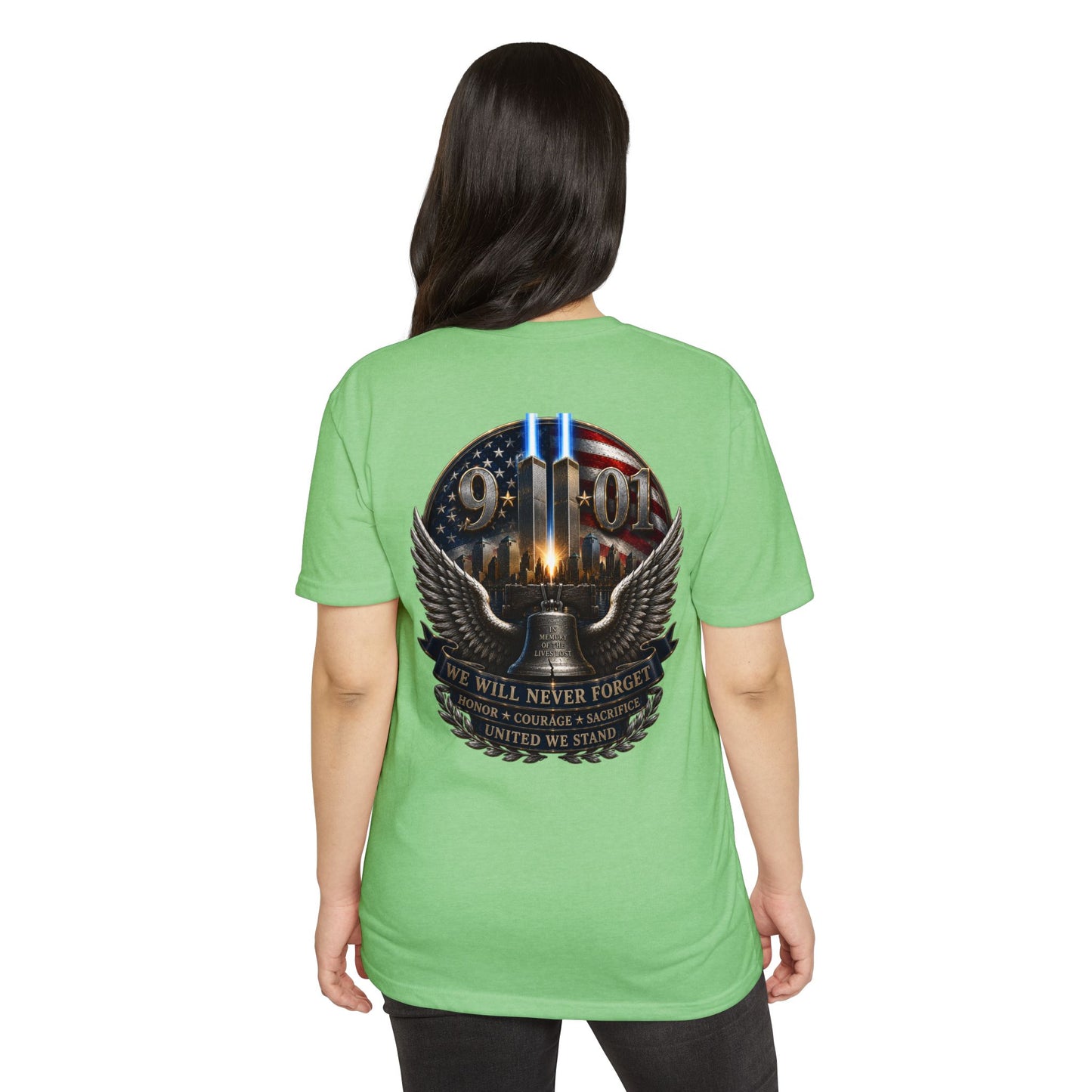 9/11 Never Forget Memorial T-Shirt — Twin Towers Tribute Tee
