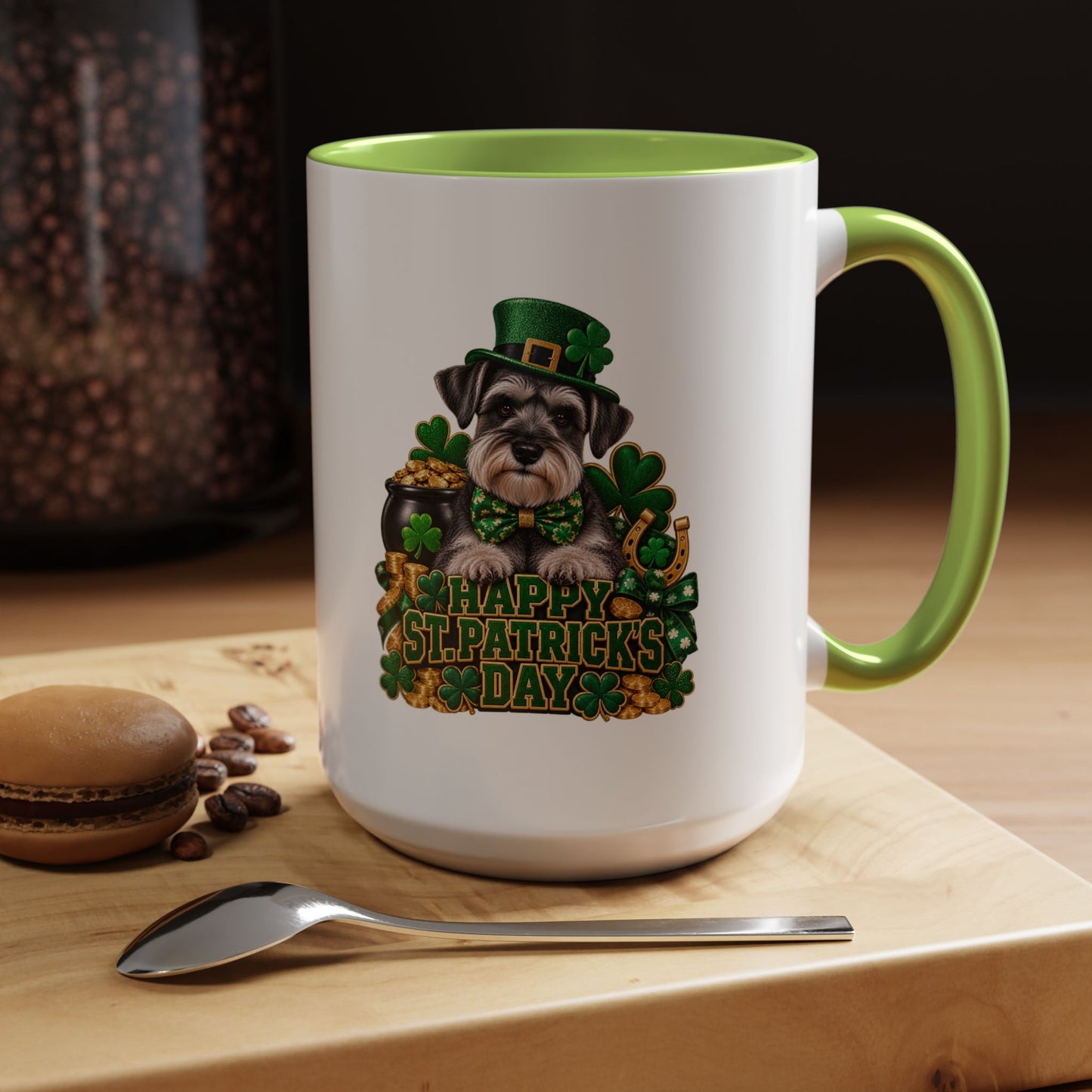 St. Patrick's Day Schnauzer Coffee Mug – Happy St. Patrick's Day Accent Mug