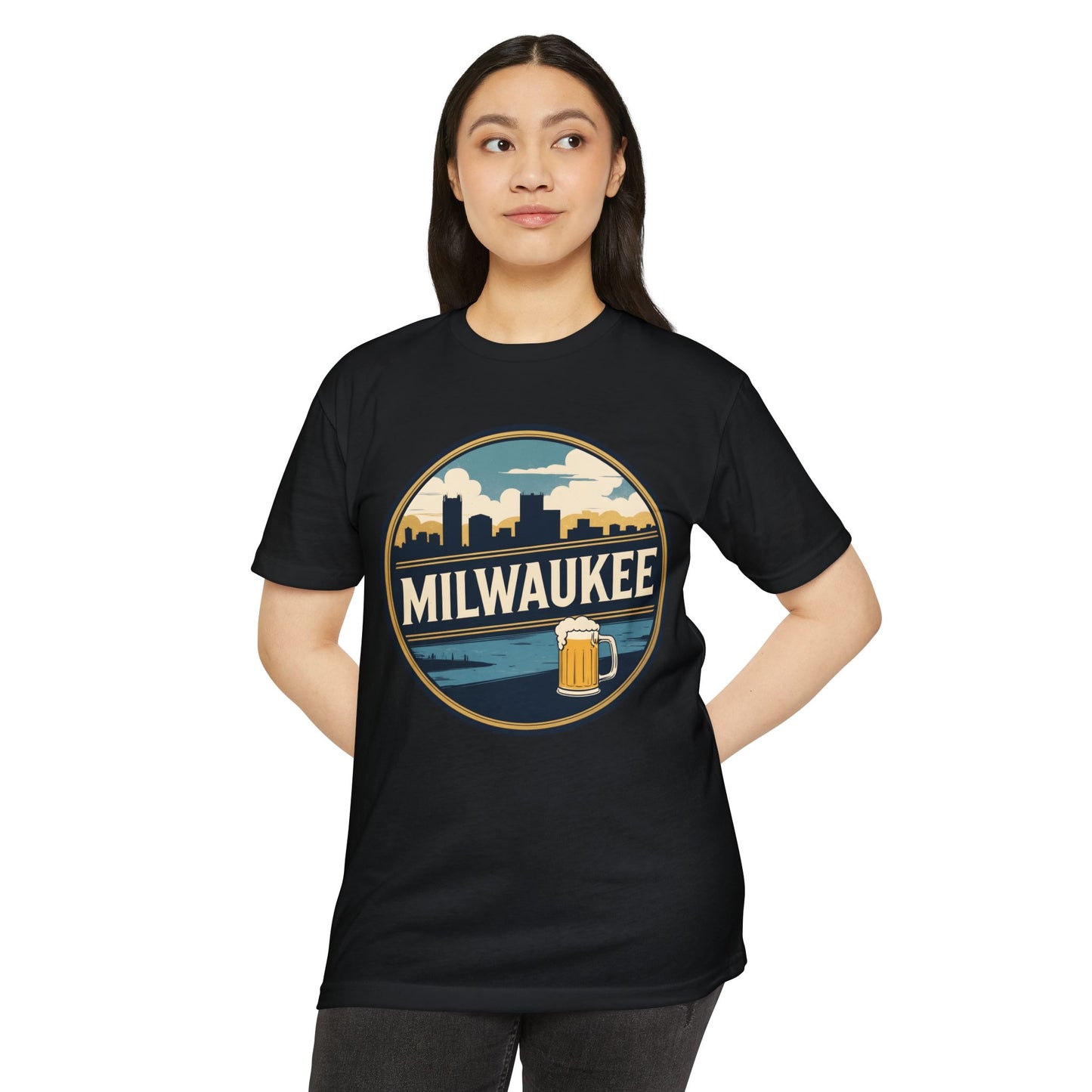 Milwaukee Skyline Beer Badge T-Shirt