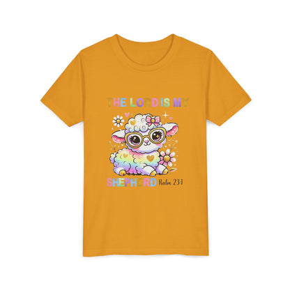 Youth Tee — 'The Lord Is My Shepherd' Rainbow Lamb Christian Kids T‑Shirt