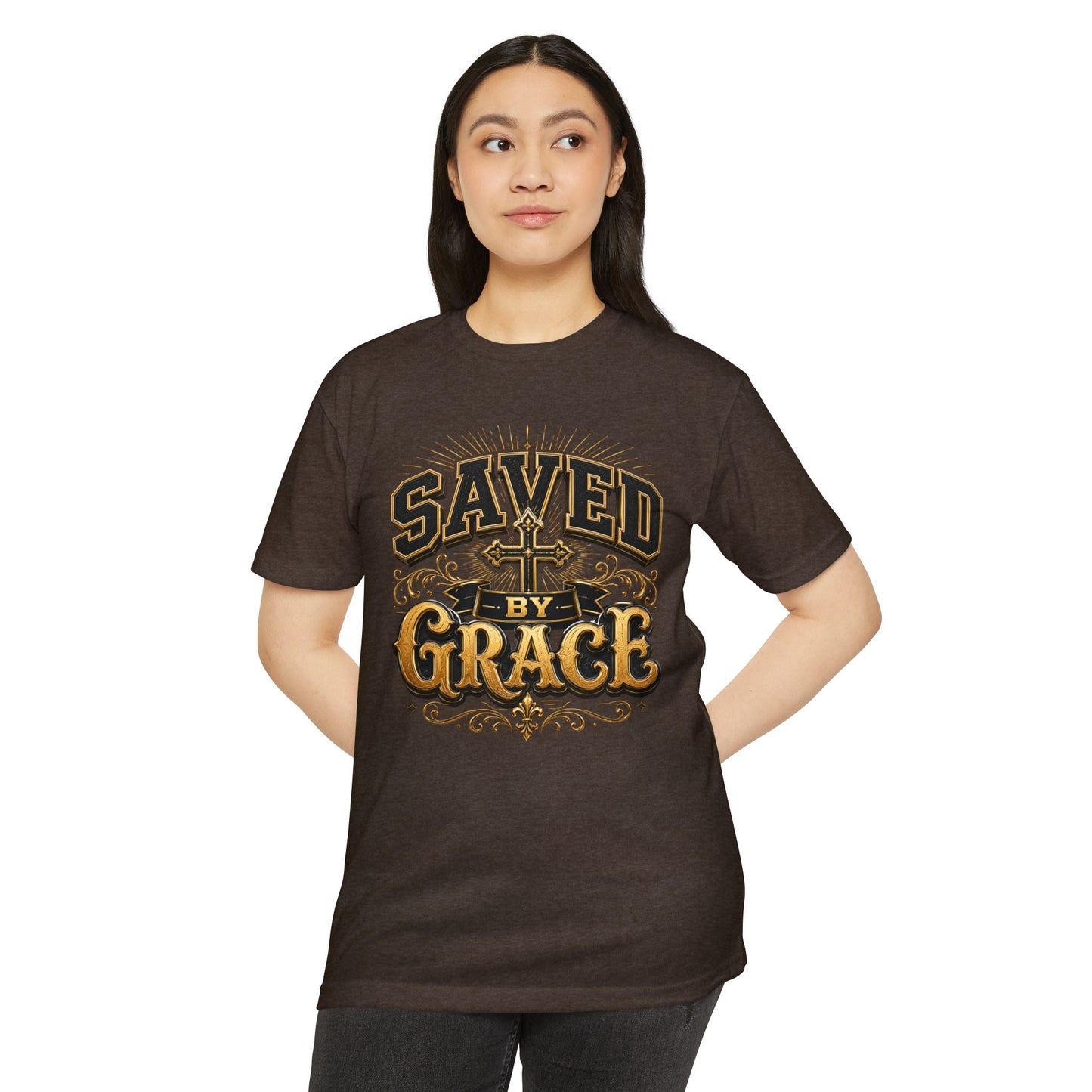 Saved by Grace T-Shirt — Christian Faith Cross Vintage Design