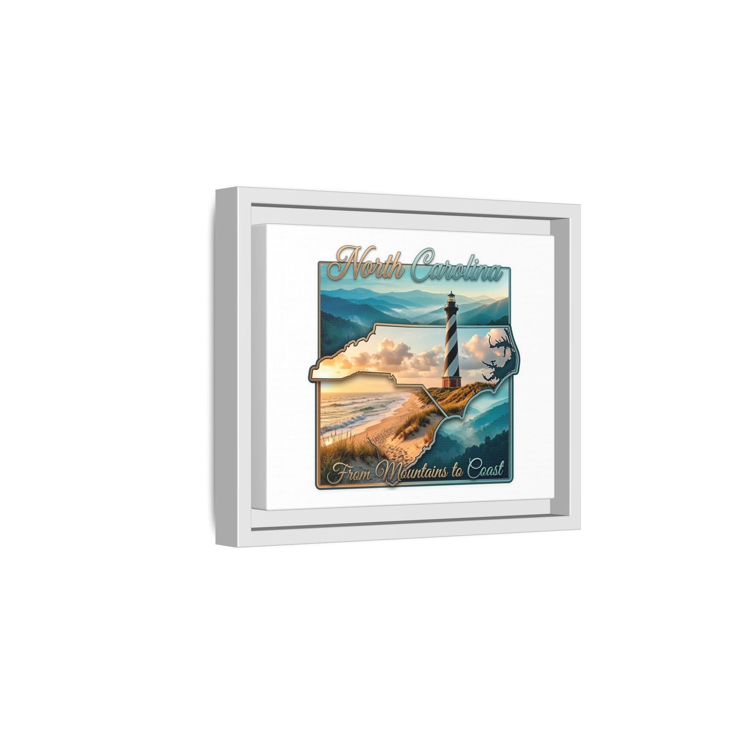 North Carolina Matte Canvas Wall Art — "From Mountains to Coast" Framed Print