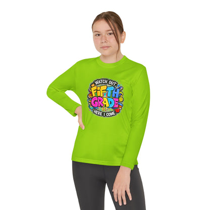 Fifth Grade Kids Long Sleeve Tee — “Watch Out Fifth Grade Here I Come” Back-to-School Shirt