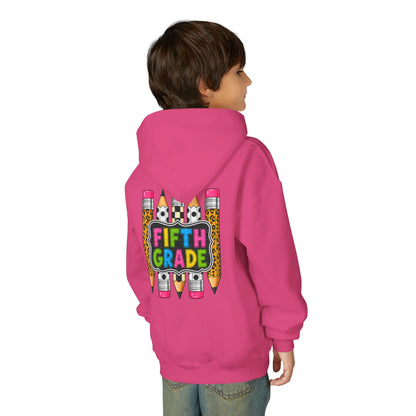 Fifth Grade Kids Hoodie — Colorful Pencil Back‑to‑School Sweatshirt for Students