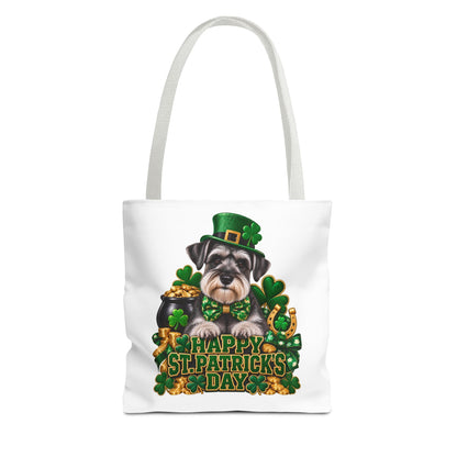 St. Patrick’s Day Schnauzer Tote Bag — Happy St. Patrick’s Day Shamrock & Gold Pot Gift