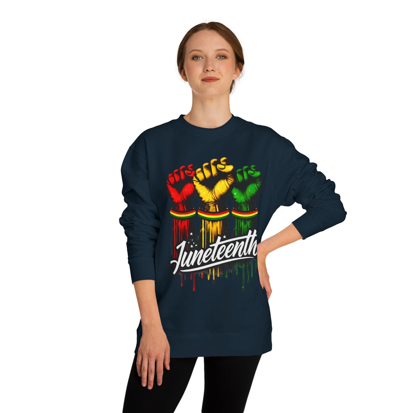 Juneteenth Fist Sweatshirt – Black Power Red Yellow Green Pride Crewneck