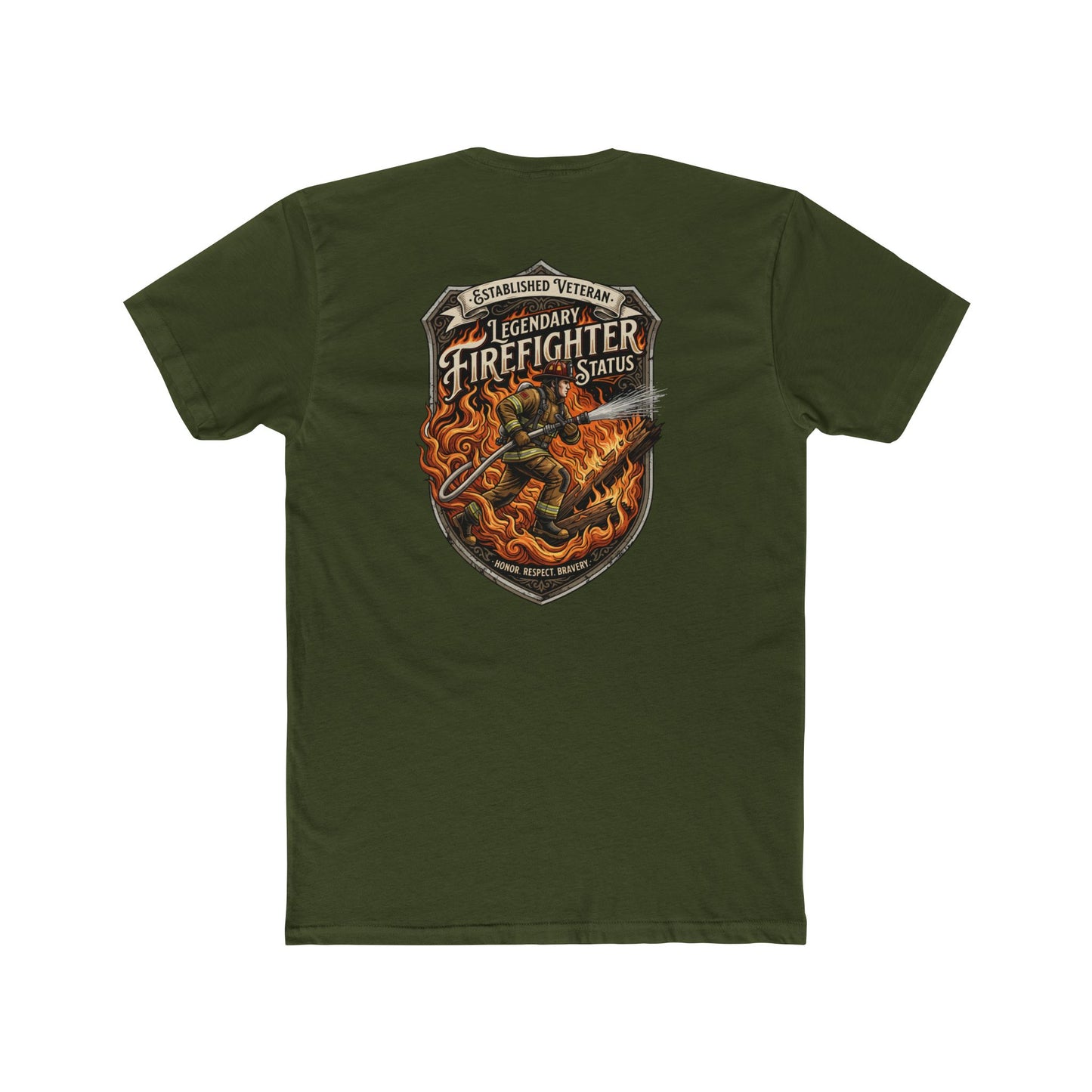 Firefighter Badge T-Shirt — Legendary Firefighter Status Graphic Tee