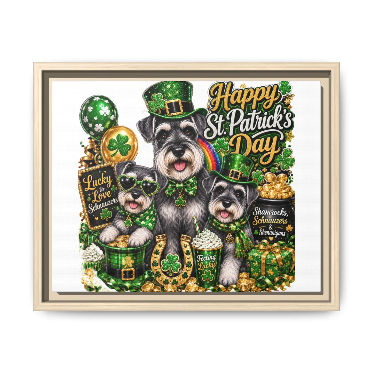 Happy St. Patrick's Day Schnauzer Canvas Print