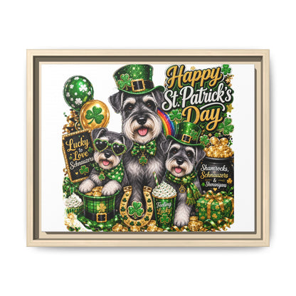 Happy St. Patrick's Day Schnauzer Canvas Print