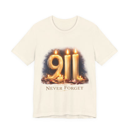 9/11 Never Forget T-Shirt – Memorial Candle Tribute Tee