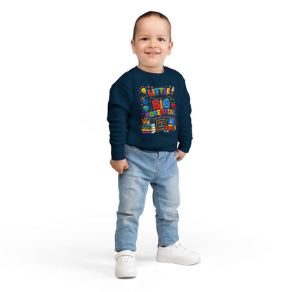 Toddler Sweatshirt — "Little Mind Big Potential" Back-to-School Kids Crewneck