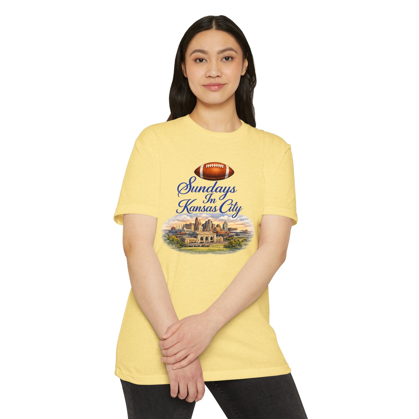 Sundays in Kansas City T-Shirt — Vintage Football and Cityscape Tee