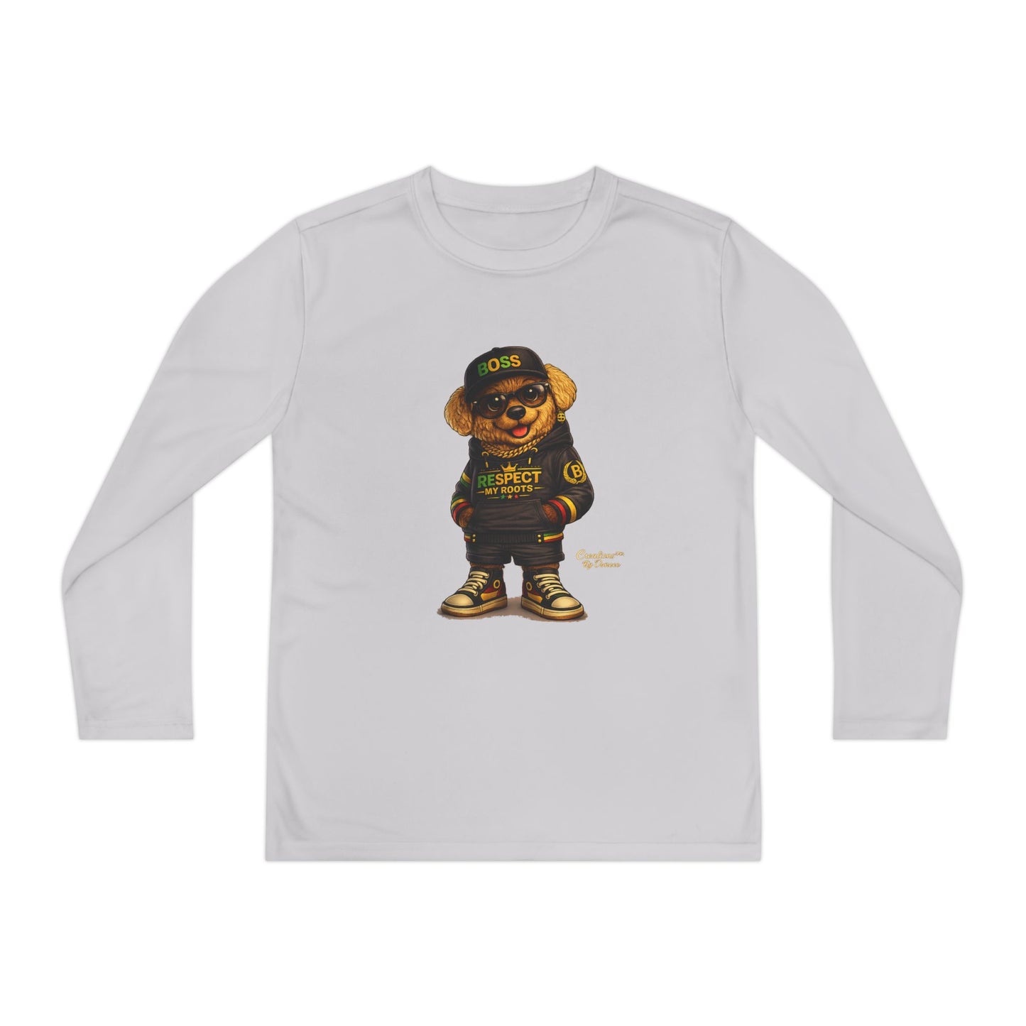Youth Long Sleeve Tee — Streetwear Bear Graphic, 'Respect' Hip-Hop Kids Shirt