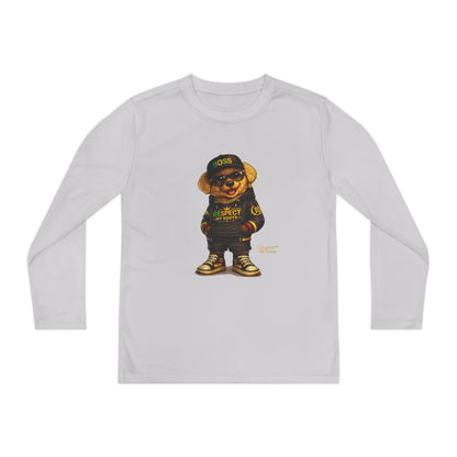 Youth Long Sleeve Tee — Streetwear Bear Graphic, 'Respect' Hip-Hop Kids Shirt