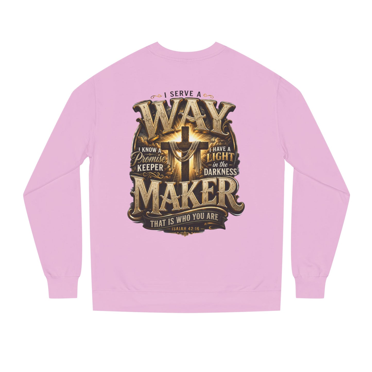 Way Maker Christian Sweatshirt — 'I Serve a Way Maker' Inspirational Crewneck