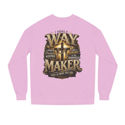 Way Maker Christian Sweatshirt — 'I Serve a Way Maker' Inspirational Crewneck